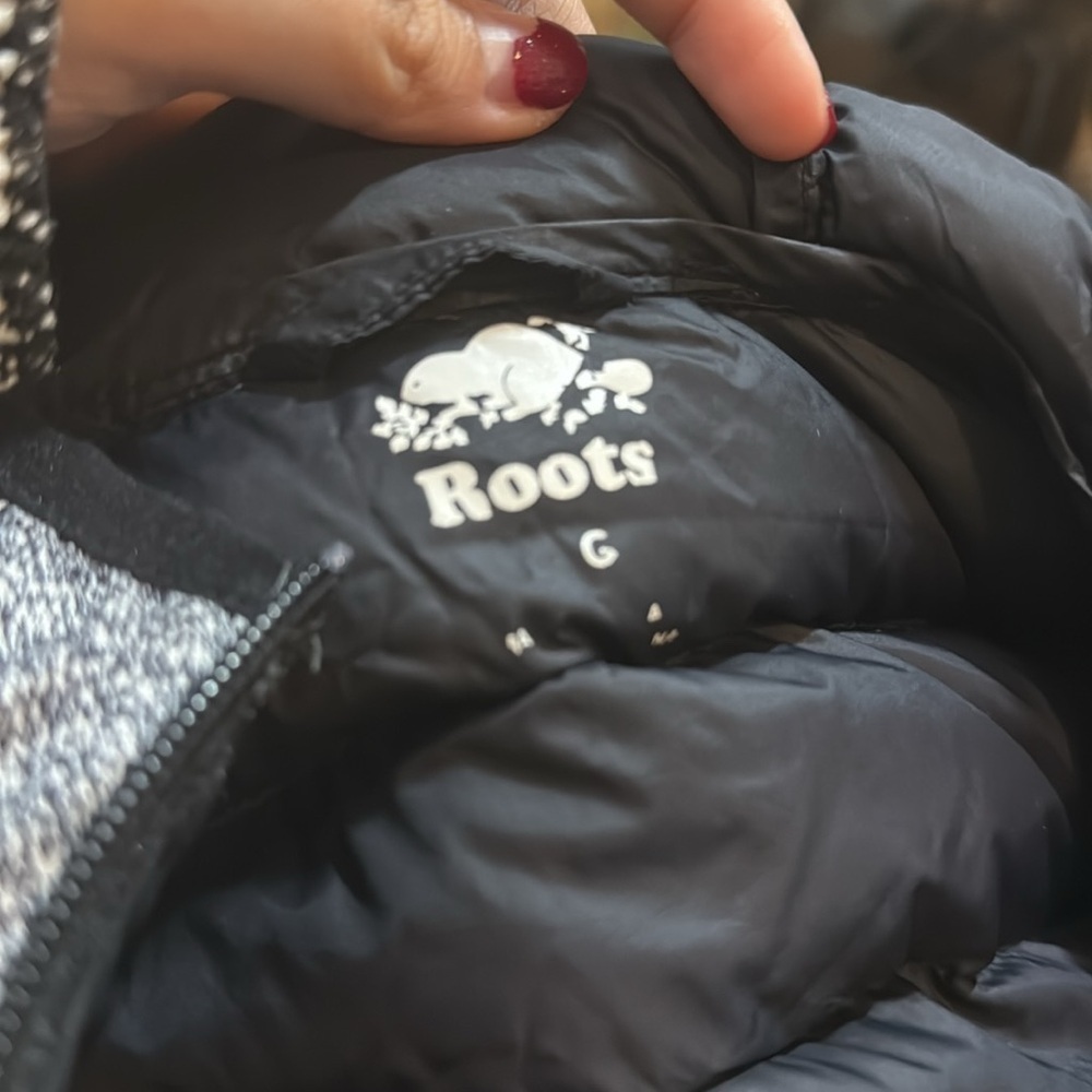 Roots Packable Duck Down Puffer Jacket Salt & Pepper size XS - Picture 10 of 10